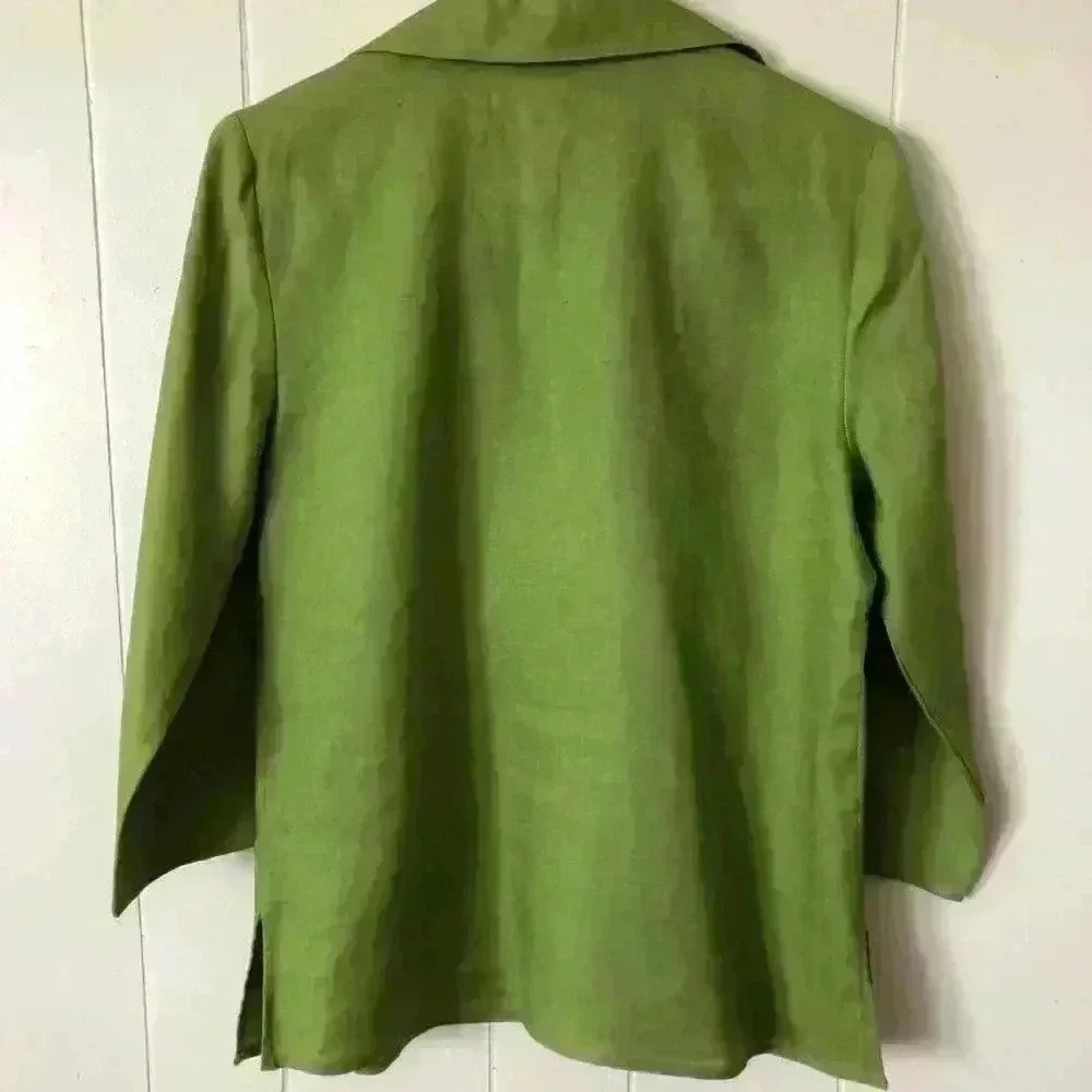 Saint Tropez West 3/4 Sleeve Embroidered Linen Top Shirt Blouse Size M - Picture 6 of 6